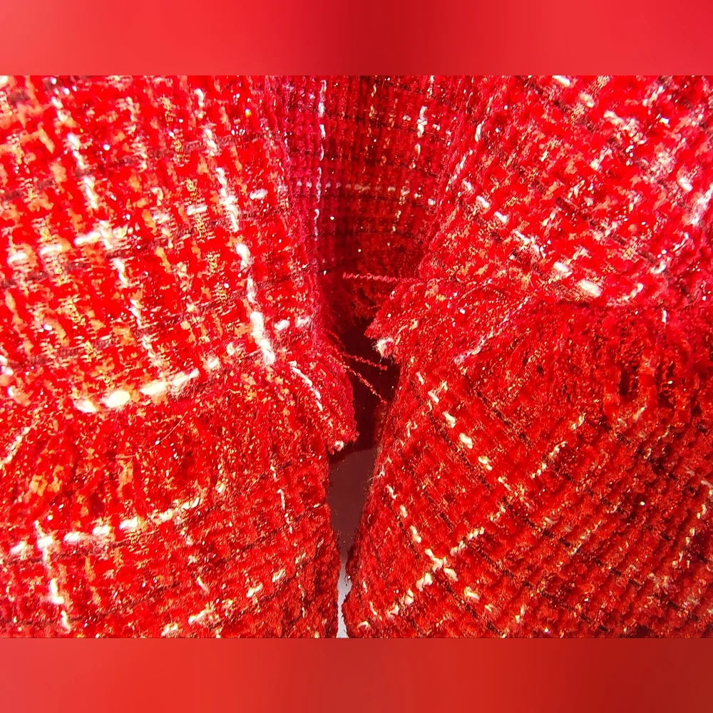 NWT-Altar'd State Chic Red Tweed Ruffled Mini Dress Size XL - Picture 4 of 9